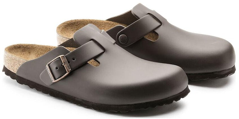 Birkenstock Boston Leather 0060101 Dark Brown Covered-Toe Slippers