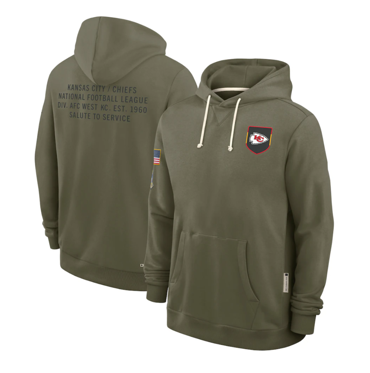 Men's Kansas City Chiefs Olive 2025 Salute to Service Sideline Standard Issue Dri-FIT Hoodie