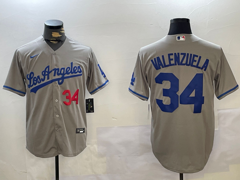 Men's Los Angeles Dodgers Fernando Valenzuela Gray Replica Player Jersey