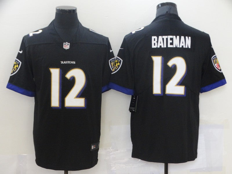 Men's Baltimore Ravens Rashod Bateman Black Game Jersey