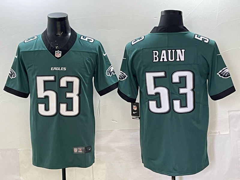 Men's Philadelphia Eagles Caleb Baun Midnight Green Game Player Jersey