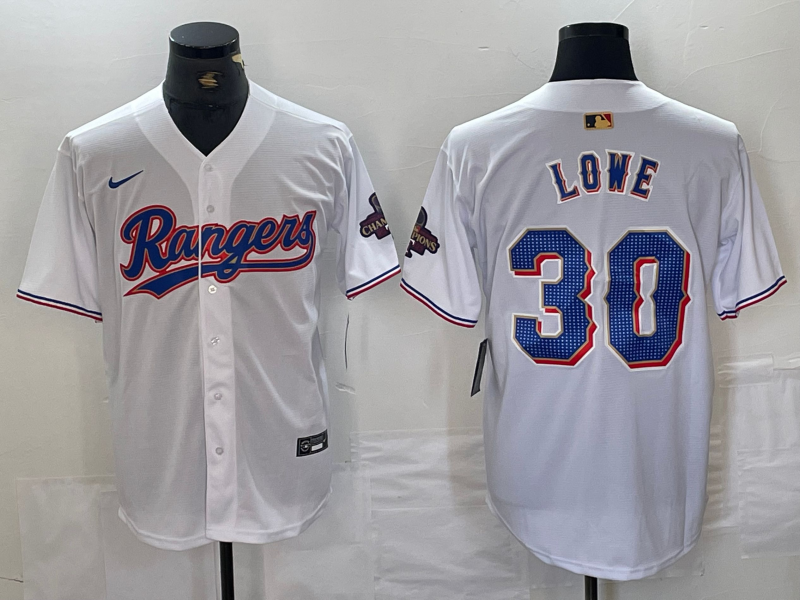 Men's Texas Rangers Nathaniel Lowe White 2024 Gold Collection Limited Player Jersey