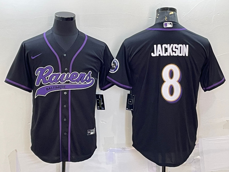 Men's Baltimore Ravens Lamar Jackson Black Game Jersey Joint Edition