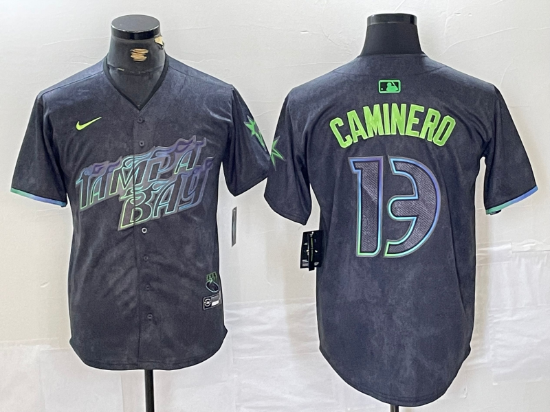 Men's Tampa Bay Rays Junior Caminero Charcoal 2024 City Connect Limited Player Jersey