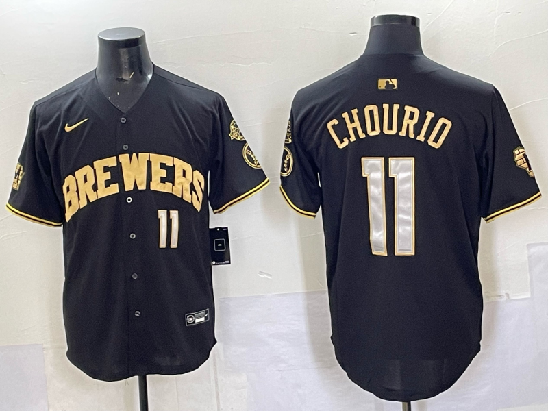 Men's Milwaukee Brewers Jackson Chourio Black Replica Player Jersey