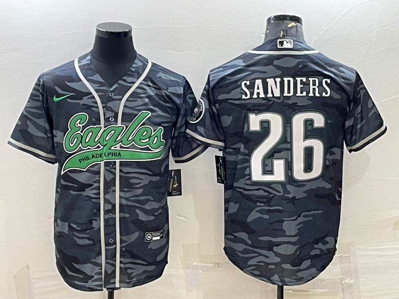 Men's Philadelphia Eagles Miles Sanders Grey Camouflage Game Jersey Joint Edition