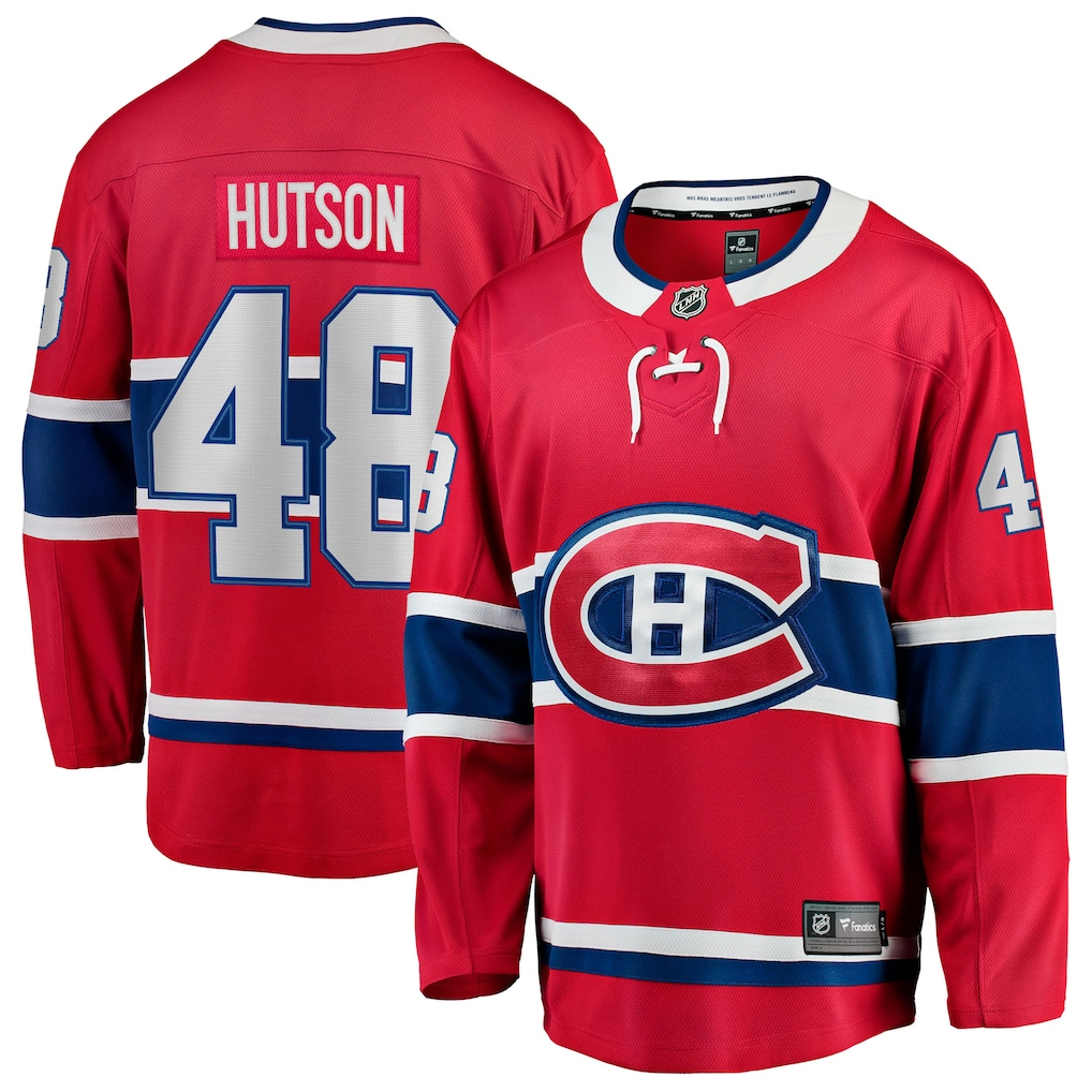 Men's Montreal Canadiens Lane Hutson Fanatics Red Home Breakaway Jersey