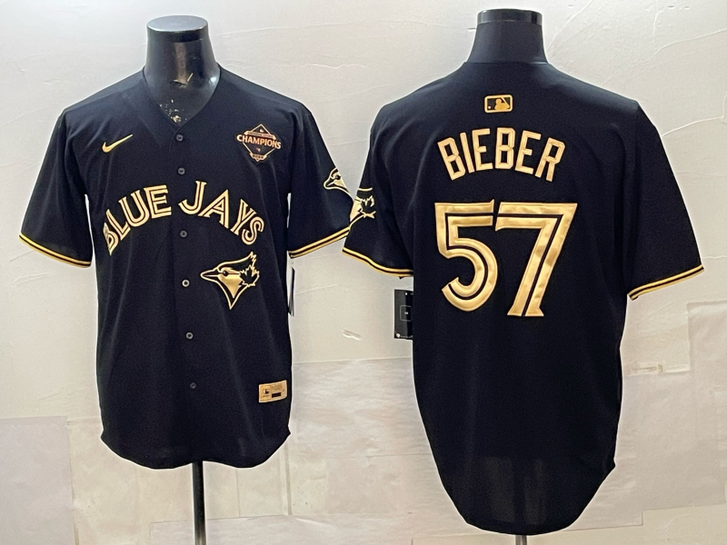 Men's Toronto Blue Jays Shane Bieber Black Player Jersey