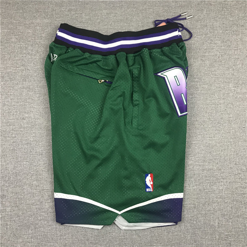 Men's Milwaukee Bucks Basketball Shorts With pocket Vintage Green
