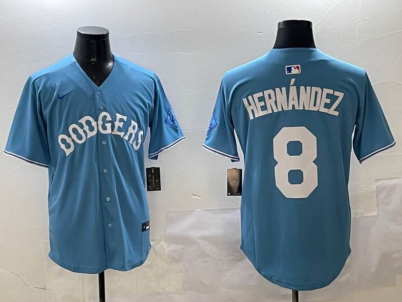 Men's Los Angeles Dodgers Enrique Hernandez Light Blue Limited Player Jersey