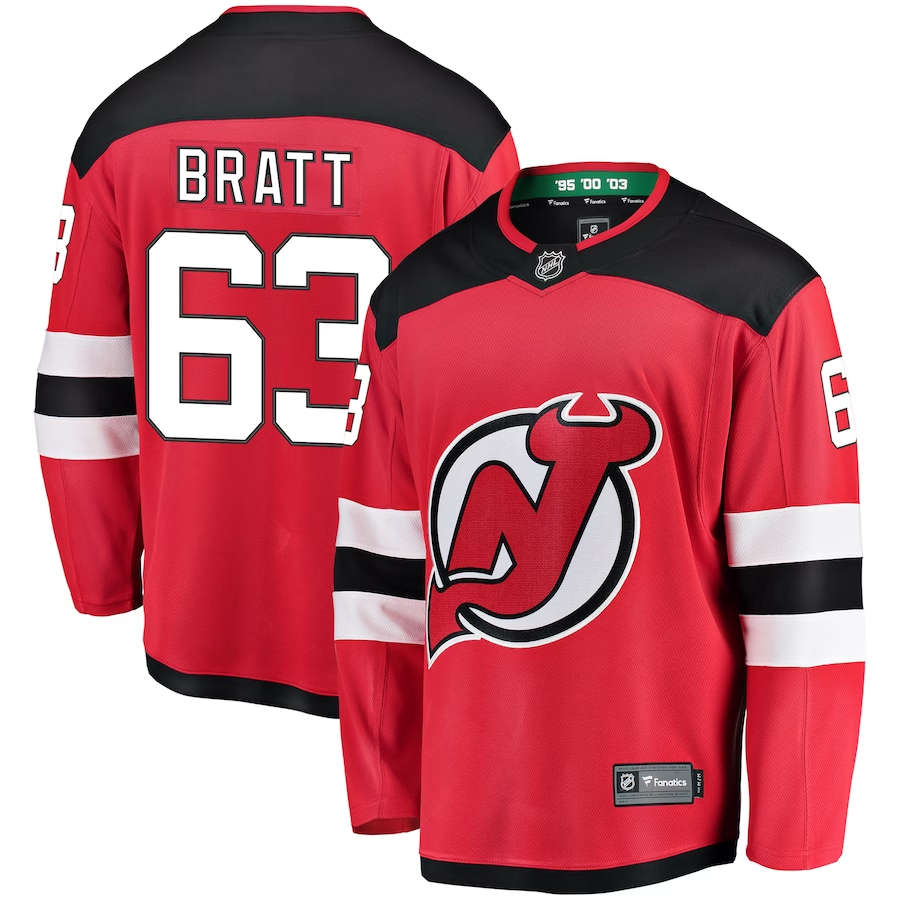 Men's New Jersey Devils Jesper Bratt Red Player Game Jersey