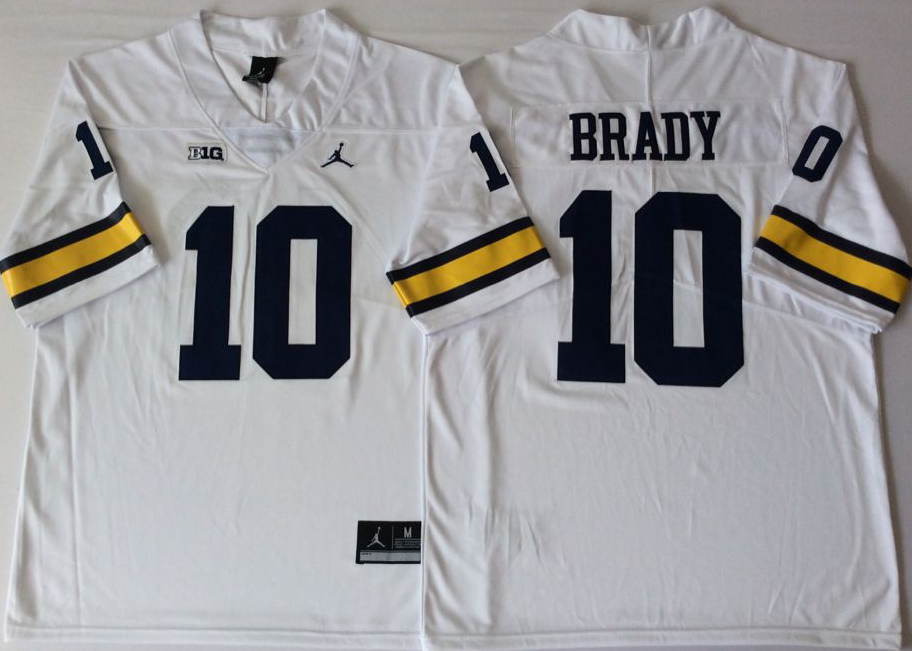 Men's Michigan Wolverines Tom Brady White Alumni Player Game Jersey