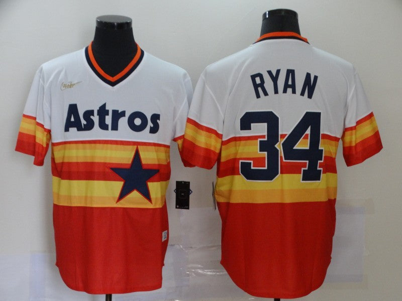 Men's Houston Astros Nolan Ryan White/Orange Replica Baseball Jersey