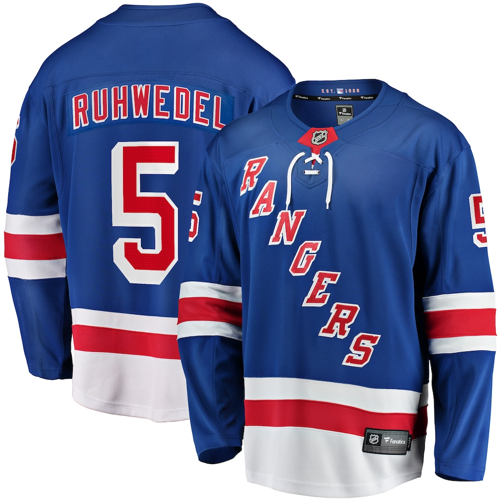 Men's New York Rangers Chad Ruhwedel Fanatics Blue Home Breakaway Player Jersey