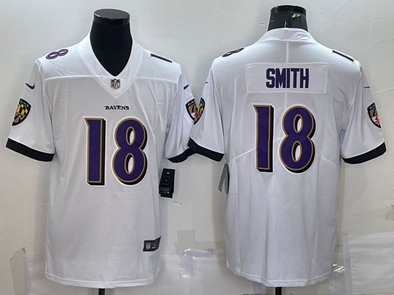 Men's Baltimore Ravens Roquan Smith White Game Jersey