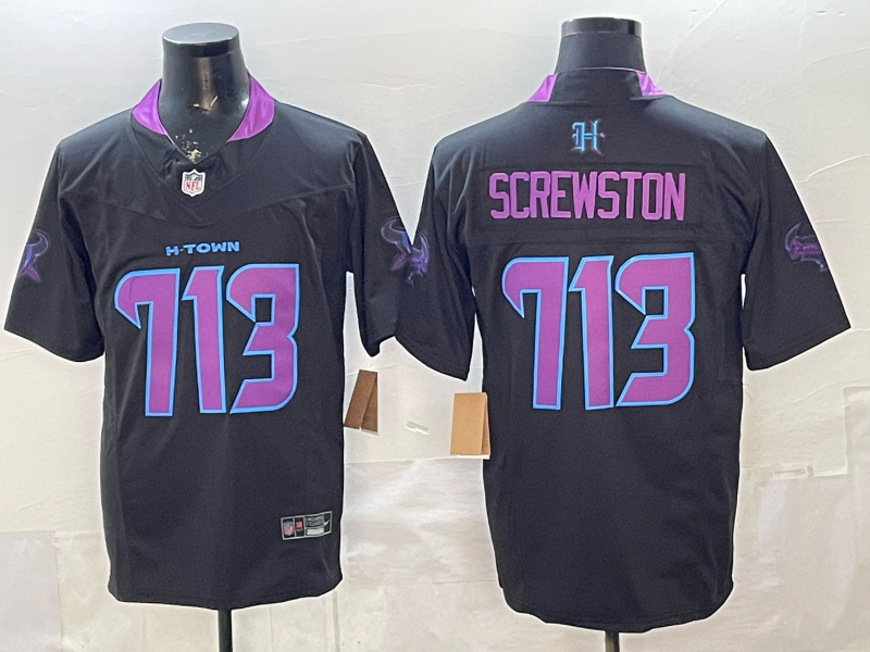 Men's Houston Texans Screwston Black Player Game Jersey