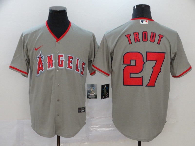 Men's Los Angeles Angels Mike Trout Gray Sewn Player Jersey