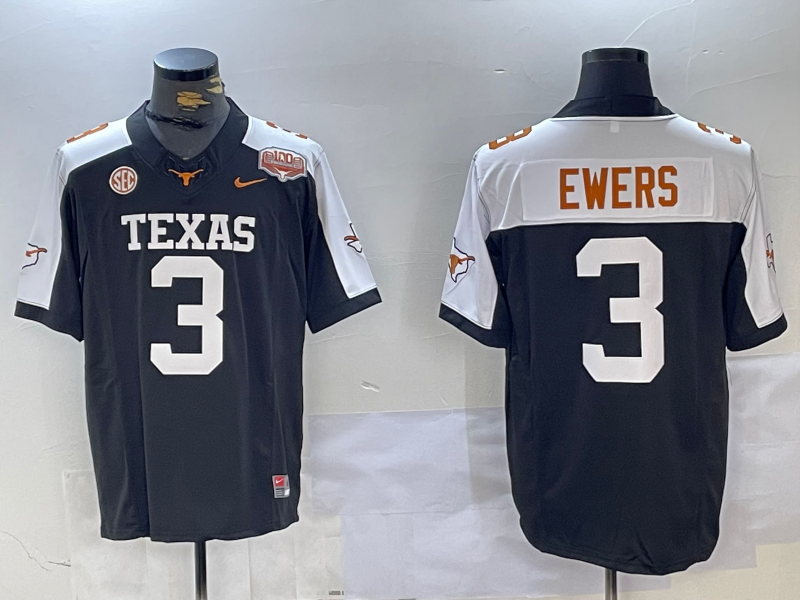 Men's Texas Longhorns Quinn Ewers Black Game Jersey