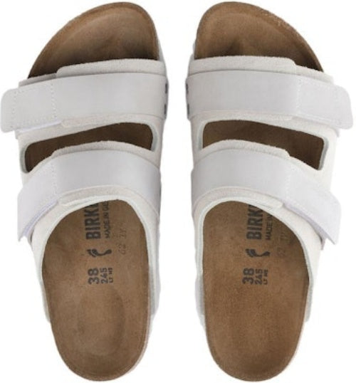 Birkenstock Uji 1024822 Nubuck Suede Narrow Fit Antique White Slide Sandals