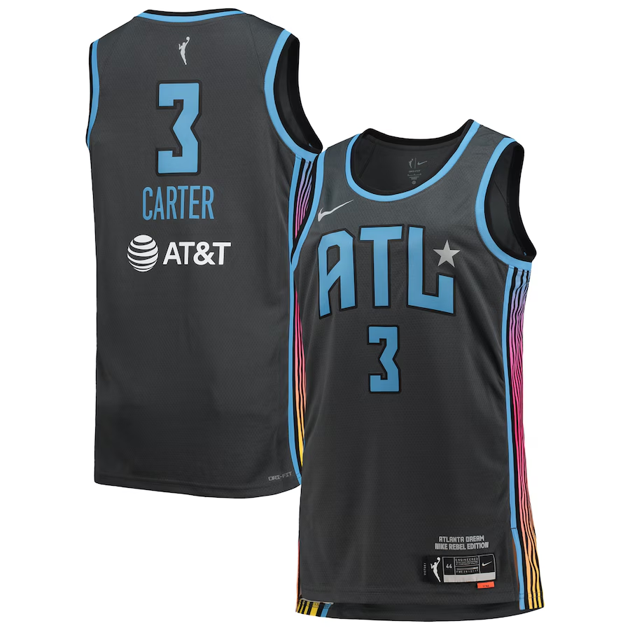 Men's Atlanta Dream Chennedy Carter Black Rebel Edition Victory Player Jersey