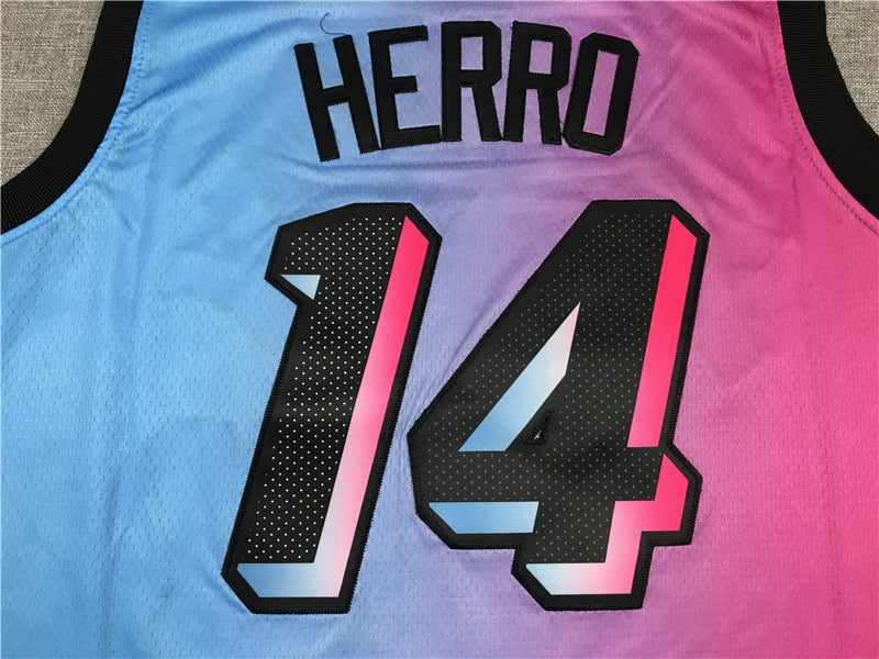 Men's Miami Heat Tyler Herro Pink/Blue Swingman Player Jersey