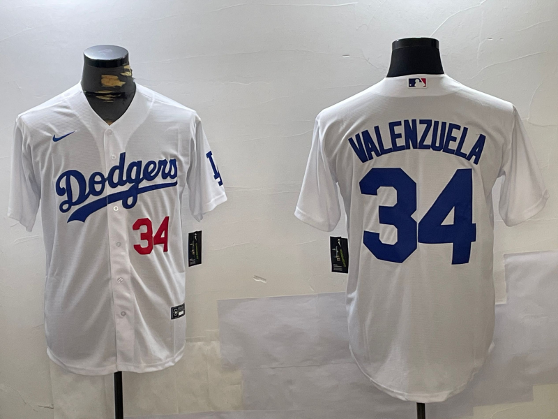 Men's Los Angeles Dodgers Fernando Valenzuela White Replica Player Jersey