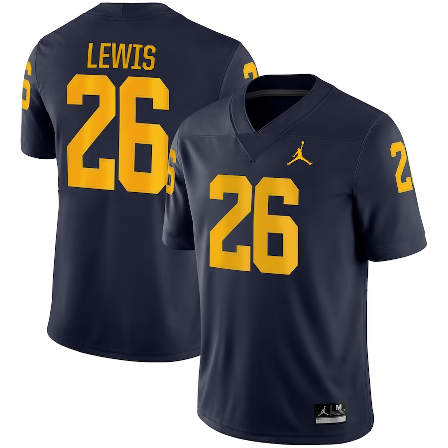 Men's Michigan Wolverines Jourdan Lewis Navy Alumni Player Game Jersey