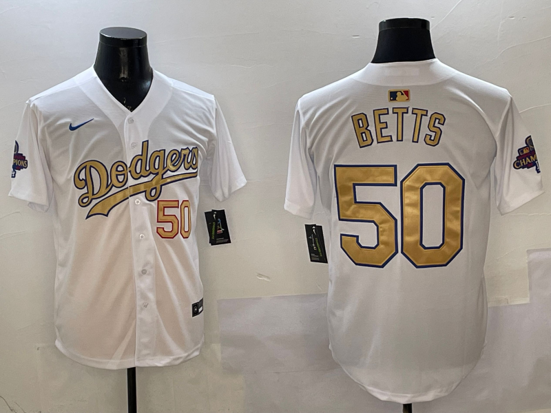 Men's Los Angeles Dodgers Mookie Betts White 2025 Gold Collection Limited Jersey