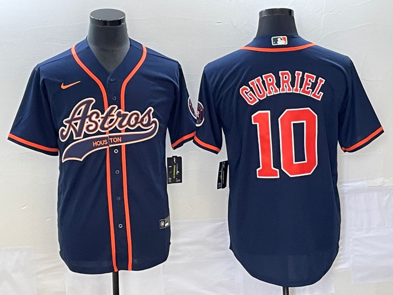 Men's Houston Astros Yuli Gurriel Navy Replica Jersey Joint Edition