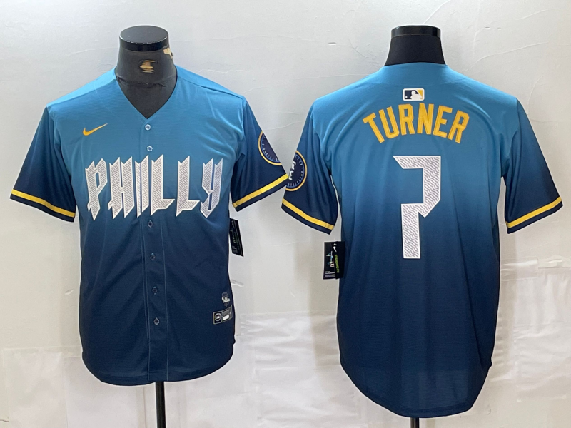 Men's Philadelphia Phillies Trea Turner Blue 2024 City Connect Limited Player Jersey