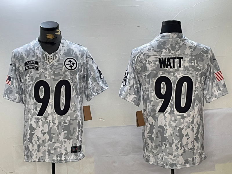 Men's Pittsburgh Steelers T.J. Watt Arctic Camo 2024 Salute to Service Limited Jersey