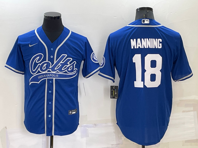 Men's Indianapolis Colts Peyton Manning Royal Game Jersey Joint Edition