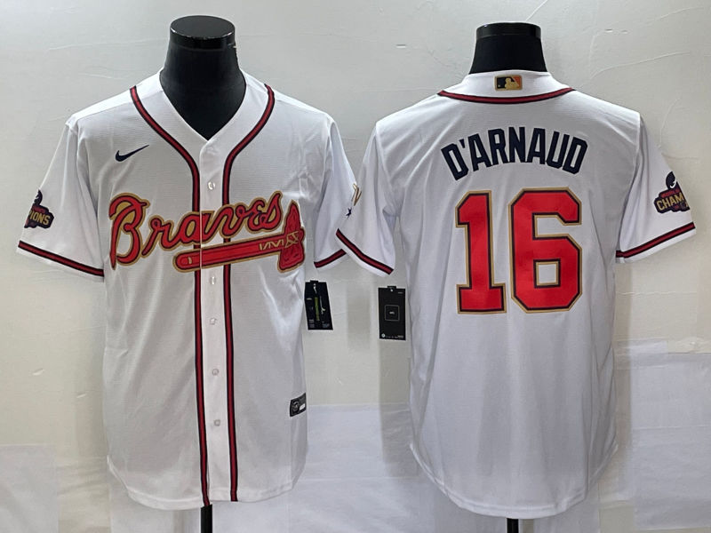 Men's Atlanta Braves Travis d'Arnaud White Replica Player Jersey