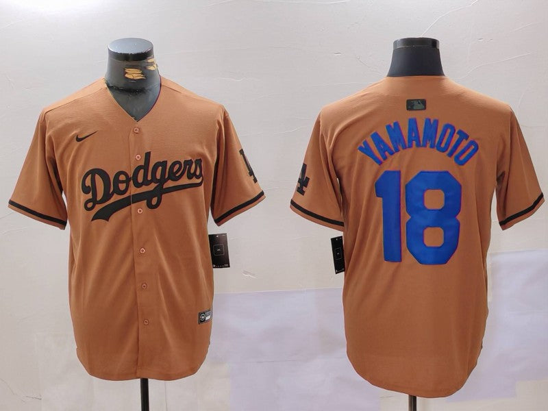Men's Los Angeles Dodgers Yoshinobu Yamamoto Brown Game Player Jersey