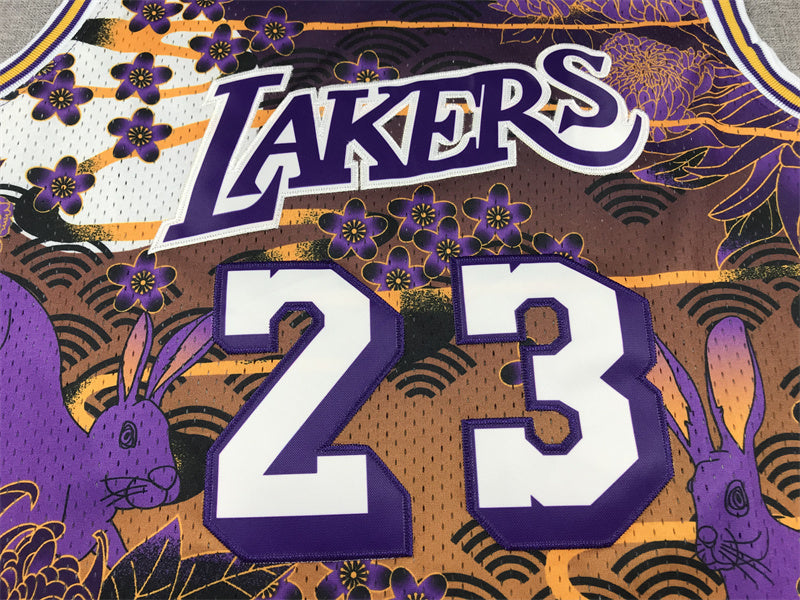 Men's Los Angeles Lakers LeBron James Year of Rabbit Edition Hardwood Classics Swingman Jersey