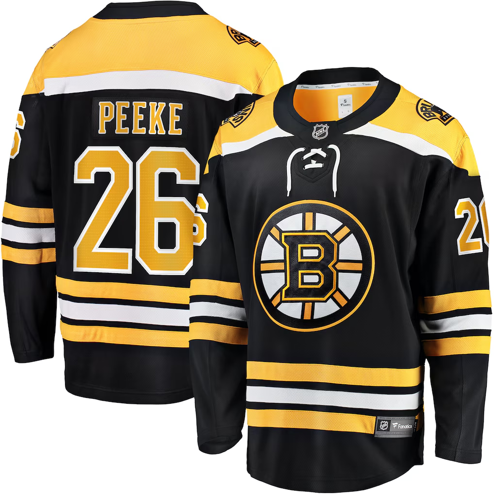 Men's Boston Bruins Andrew Peeke Fanatics Black Home Breakaway Jersey