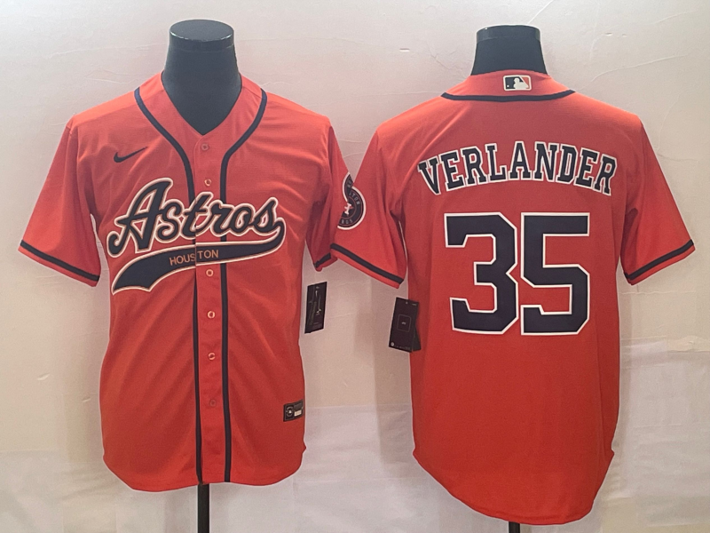 Men's Houston Astros Justin Verlander Orange Replica Jersey Joint Edition