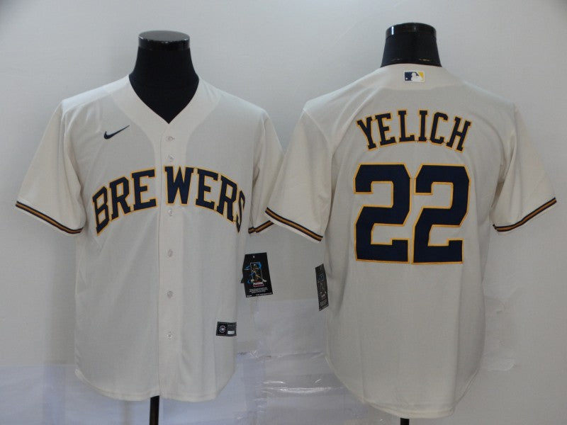 Men's Milwaukee Brewers Christian Yelich Beige Player Jersey
