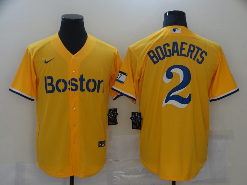 Men's Boston Red Sox Xander Bogaerts Yellow Replica Baseball Jersey