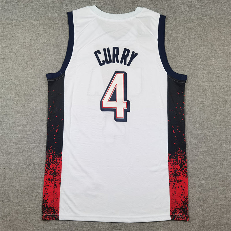 Men's 2024 USA Dream Team Stephen Curry White Authentic Player Jersey