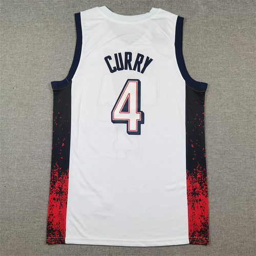 Men's 2024 USA Dream Team Stephen Curry White Authentic Player Jersey