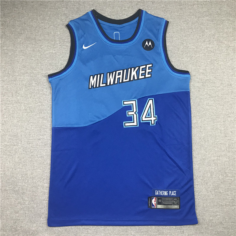 Men's Milwaukee Bucks Giannis Antetokounmpo Blue 2020/21 Swingman Player Jersey