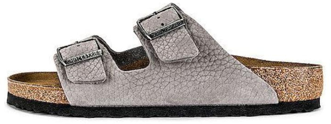 Birkenstock Arizona 1020752 Whale Gray Lychee Leather Slide Sandals