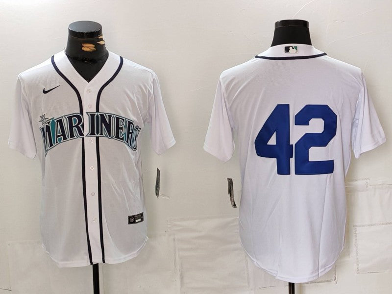Men's Seattle Mariners White 2024 Jackie Robinson Day Home Limited Jersey