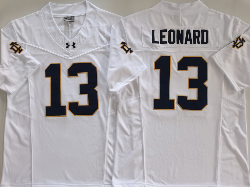 Men's Norte Dame Fighting Irish Riley Leonard White Player Jersey
