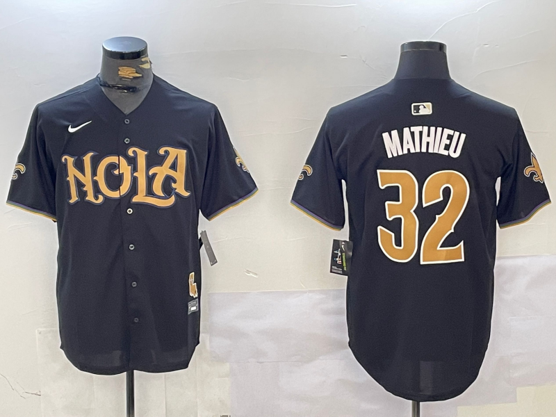 Men's New Orleans Saints Tyrann Mathieu Black Player Jersey