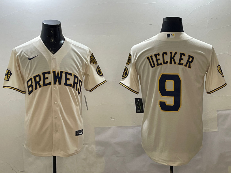 Men's Milwaukee Brewers Bob Uecker Cream Home Limited Player Jersey