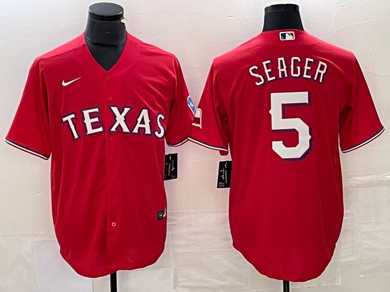 Men's Texas Rangers Corey Seager Red Replica Player Jersey