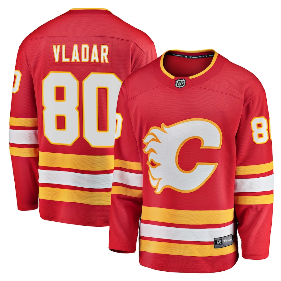 Men's Calgary Flames Daniel Vladar Red Home Breakaway Player Jersey