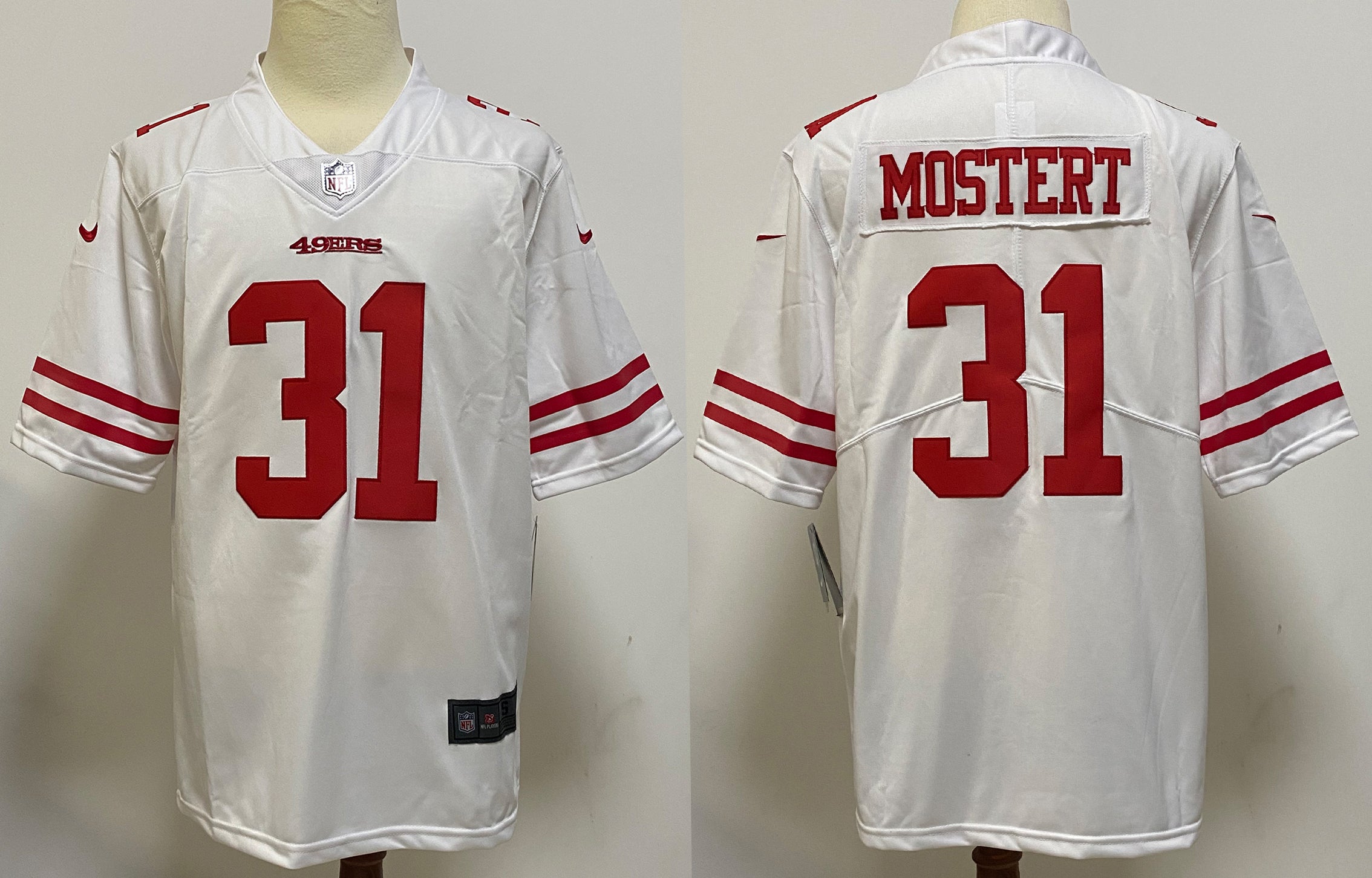 Men's San Francisco 49ers Raheem Mostert White Game Player Jersey